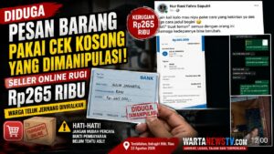 Diduga Gunakan Cek yang Tak Cair untuk Pesan Barang, Seller Online Klaim Rugi Rp265 Ribu