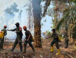 Tak Kenal Lelah, Para Babinsa Koramil 1206-17/Silat Hulu Berjibaku Padamkan Kobaran Api di Desa Nanga Dangkan